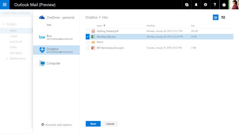 微软宣布Outlook.com将整合Box/Dropbox三方云存储功能